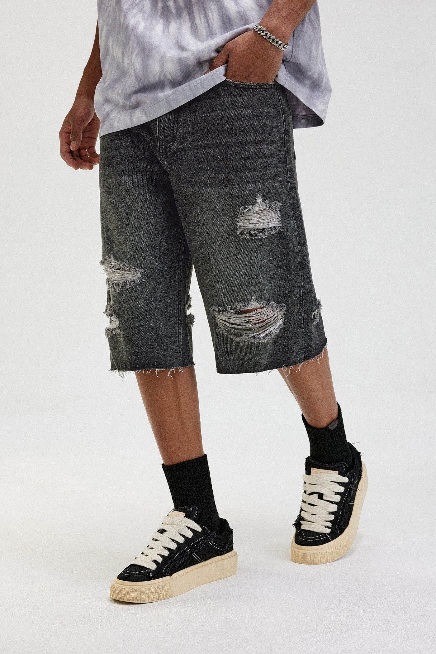 Ripped Denim Shorts - Primo Collection