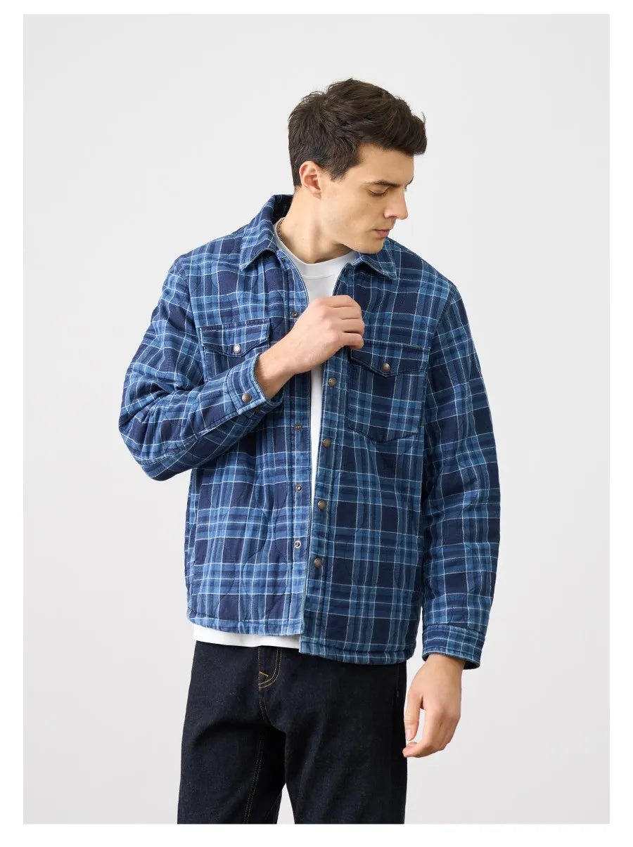 Indigo Blue Plaid Coat - Primo Collection