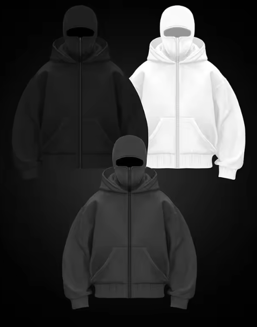 Balaclava Half-Zip Hoodie - Double Hood Fleece Sweatshirt - Primo Collection