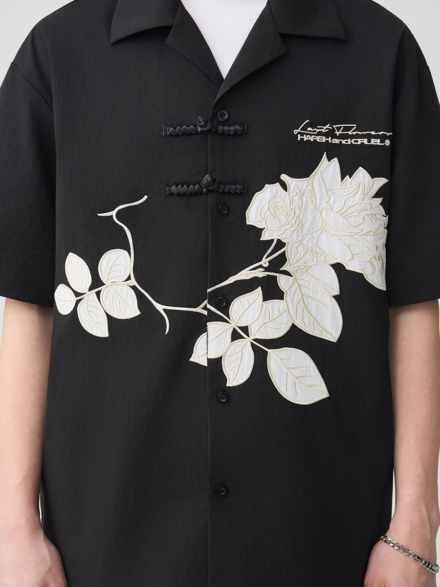Rose Patches Embroidered Cuban Shirt *Done* - Primo Collection