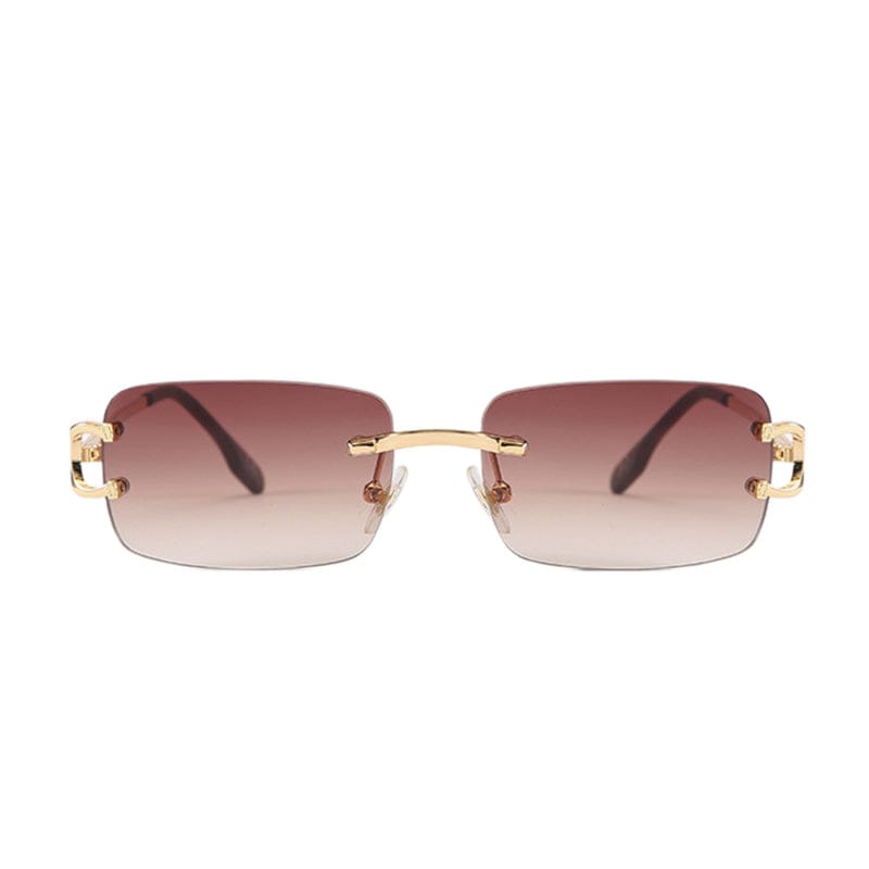 Brown Champagne Rectangle Sunglasses - Primo Collection