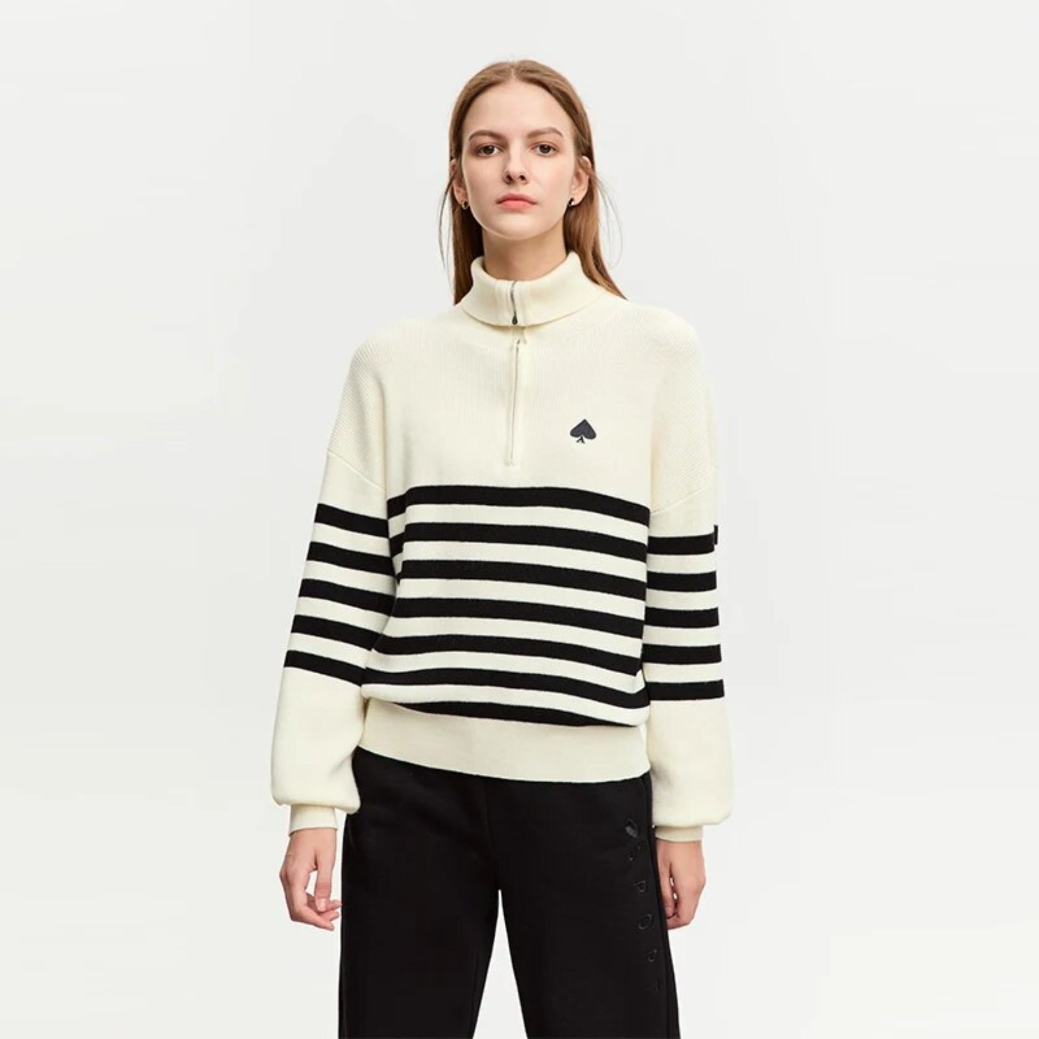 Striped Quarter Zip Jumper - Womens - Primo Collection 