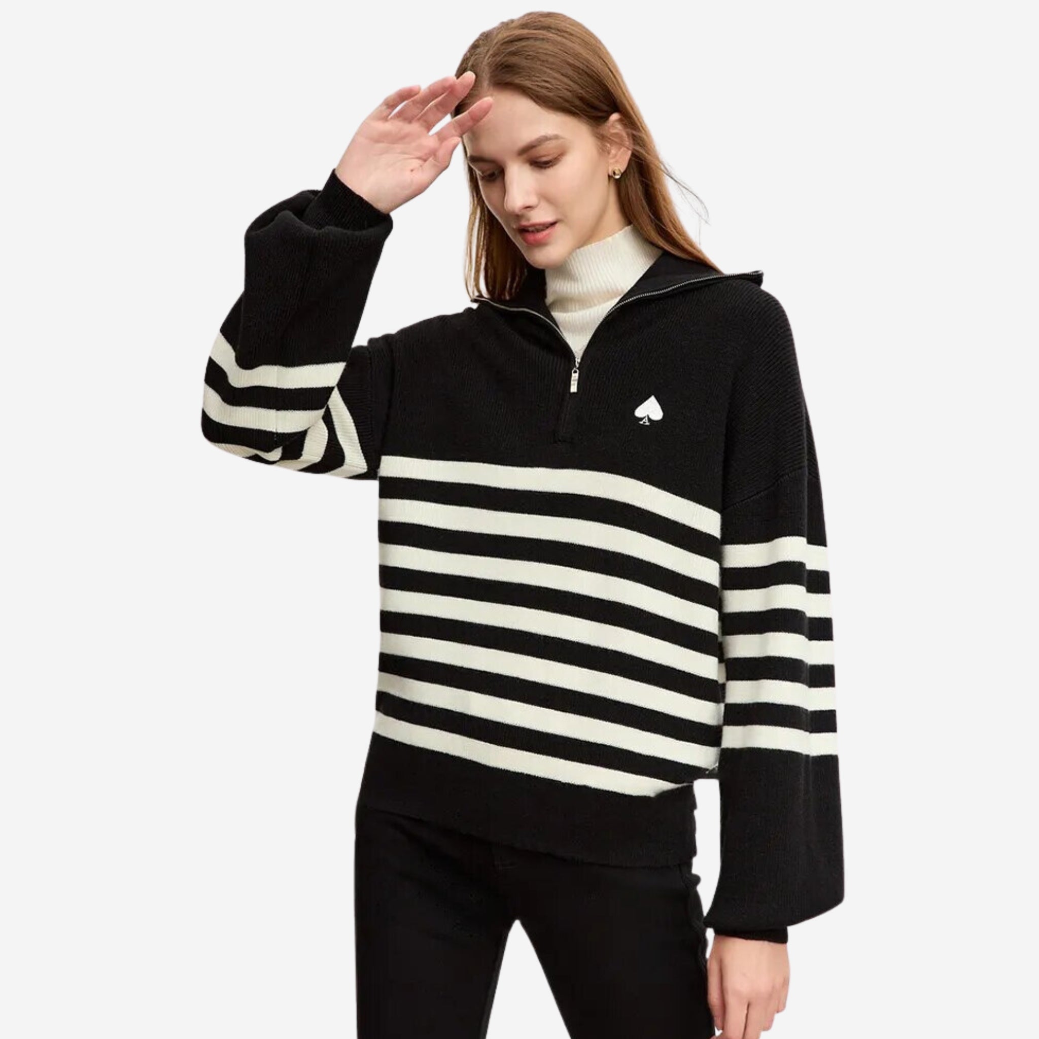 Striped Quarter Zip Jumper - Womens - Primo Collection 