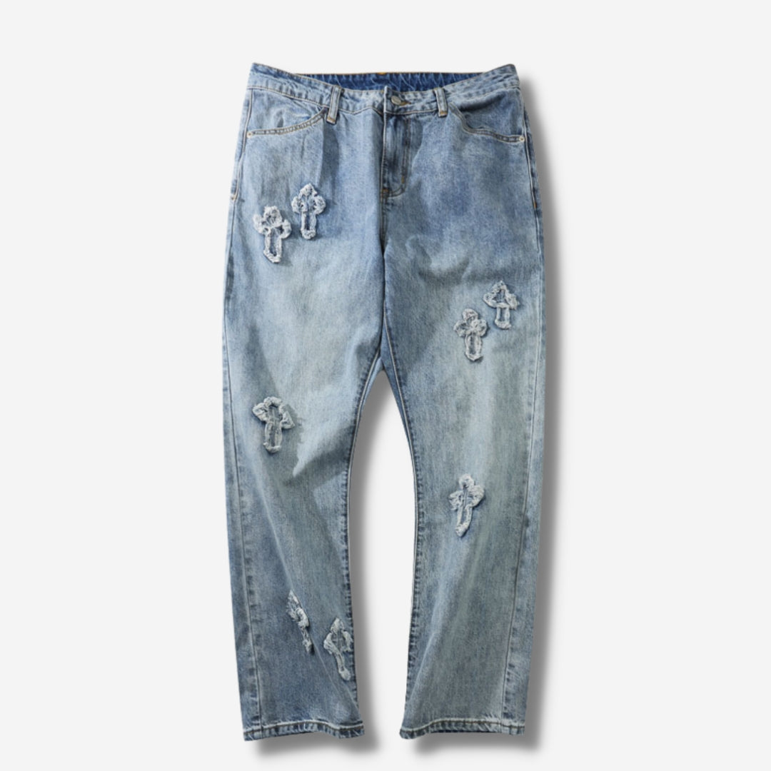Chrome heart jeans with crosses