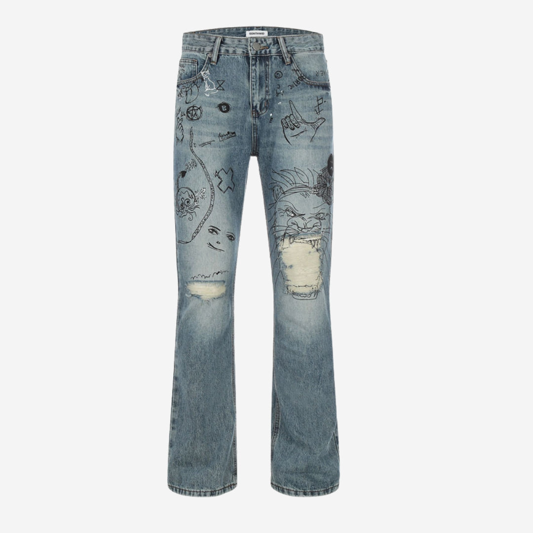Flared graffiti jeans - Primo Collection 