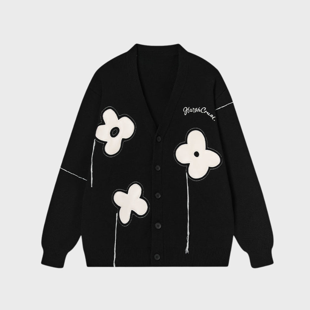 Black cardigan with flowers best sale