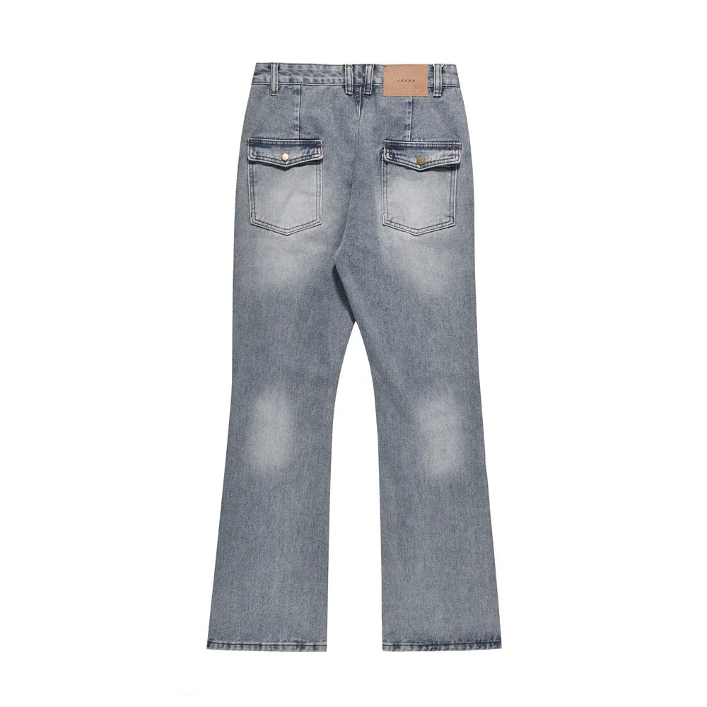 Washed Blue Distressed Flared jeans - Primo Collection 