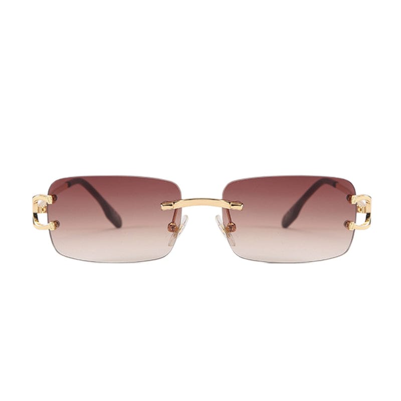 Brown Champagne Rectangle Sunglasses - Primo Collection 