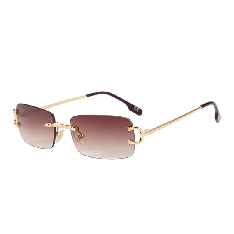 Brown Champagne Rectangle Sunglasses - Primo Collection 