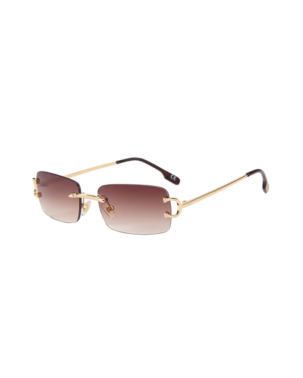 Brown Champagne Rectangle Sunglasses - Primo Collection 